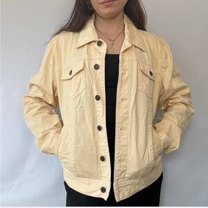 Women's Cream Denim Jacket - Classic Button-Front